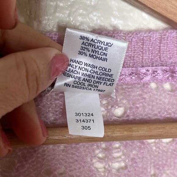 Old Navy Women’s Y2K Purple Open Knit Deep V-Neck Lightweight Sweater Size Large - Picture 4 of 6